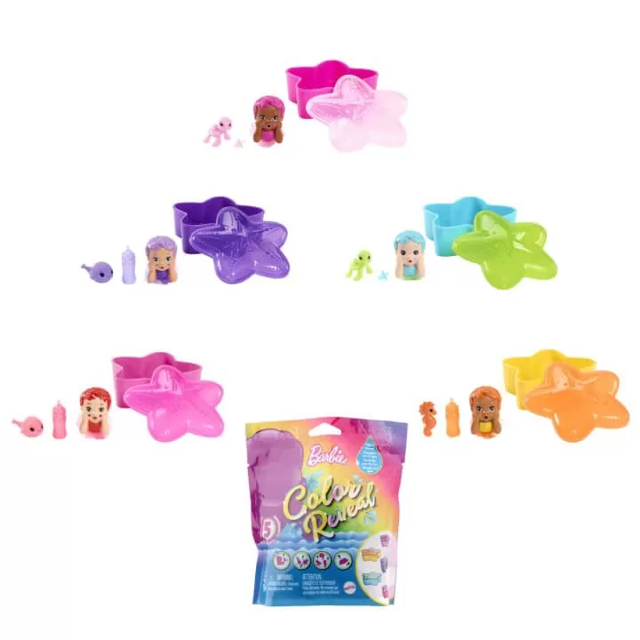 Barbie Color Reveal Mermaid Baby Doll With 5 Surprises Rainbow Mermaid Series 1 Barbie Color Reveal Mermaid Baby Doll With 5 Surprises Rainbow Mermaid Series