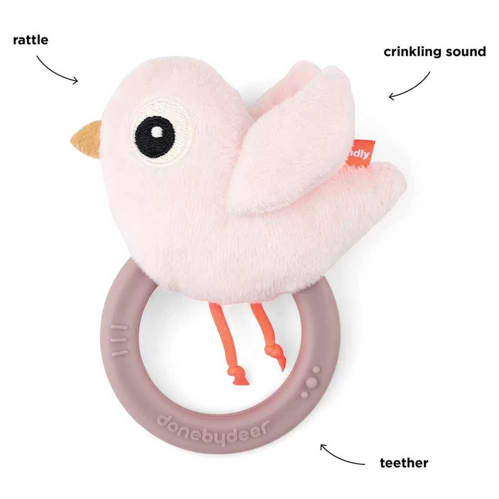 Done By Deer Sensory Rattle W/Teether Birdee 3 Done By Deer Sensory Rattle W/Teether Birdee - Image 3