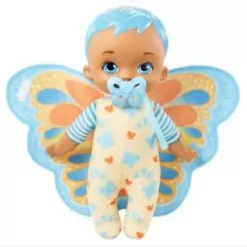 Wrap And Cuddle Blue Doll Toy With Butterfly Blanket And Pacifier