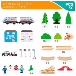 Wooden Train Circuit 50 Pieces -Toy Shop woomax wooden train circuit 50 pieces 4