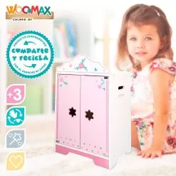 Wooden Wardrobe For Dolls -Toy Shop woomax wooden wardrobe for dolls 3