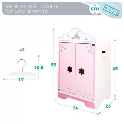 Wooden Wardrobe For Dolls -Toy Shop woomax wooden wardrobe for dolls 4